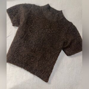 Turtleneck brown short sleev sweater